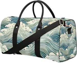 Travel Duffle Bag Ocean Water Theme Gym Bags for Men Women Travel Duffel Bags with Adjustable Shoulder Strap Carry On Weekender Bag