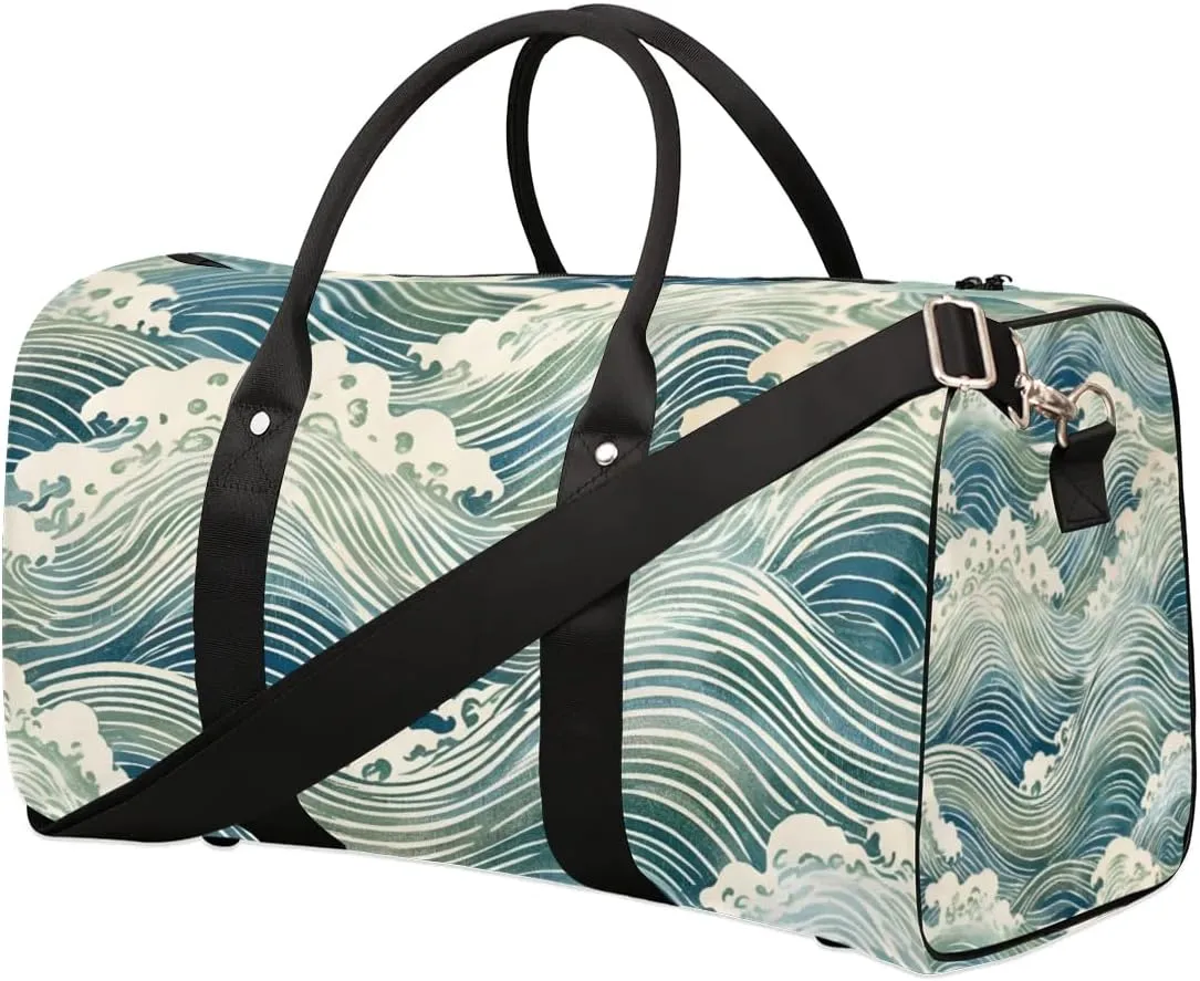 Travel Duffle Bag Ocean Water Theme Gym Bags for Men Women Travel Duffel Bags with Adjustable Shoulder Strap Carry On Weekender Bag