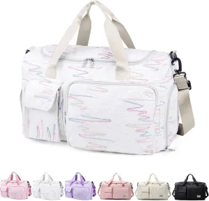 Travel Duffle Bag Waterproof Weekender Carry on Luggage Tote Bags for Women Sport Luggage Large Yoga Gym Trolley Sleeve Overnight Travel Business Bag Beige