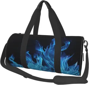 Travel Duffle Bag Weekender Bags For Men Women With Shoe Compartment Large Capacity Weekender Overnight Bag Blue Flame Carry On Tote Bags Sport Gym Bag For Travel Yoga