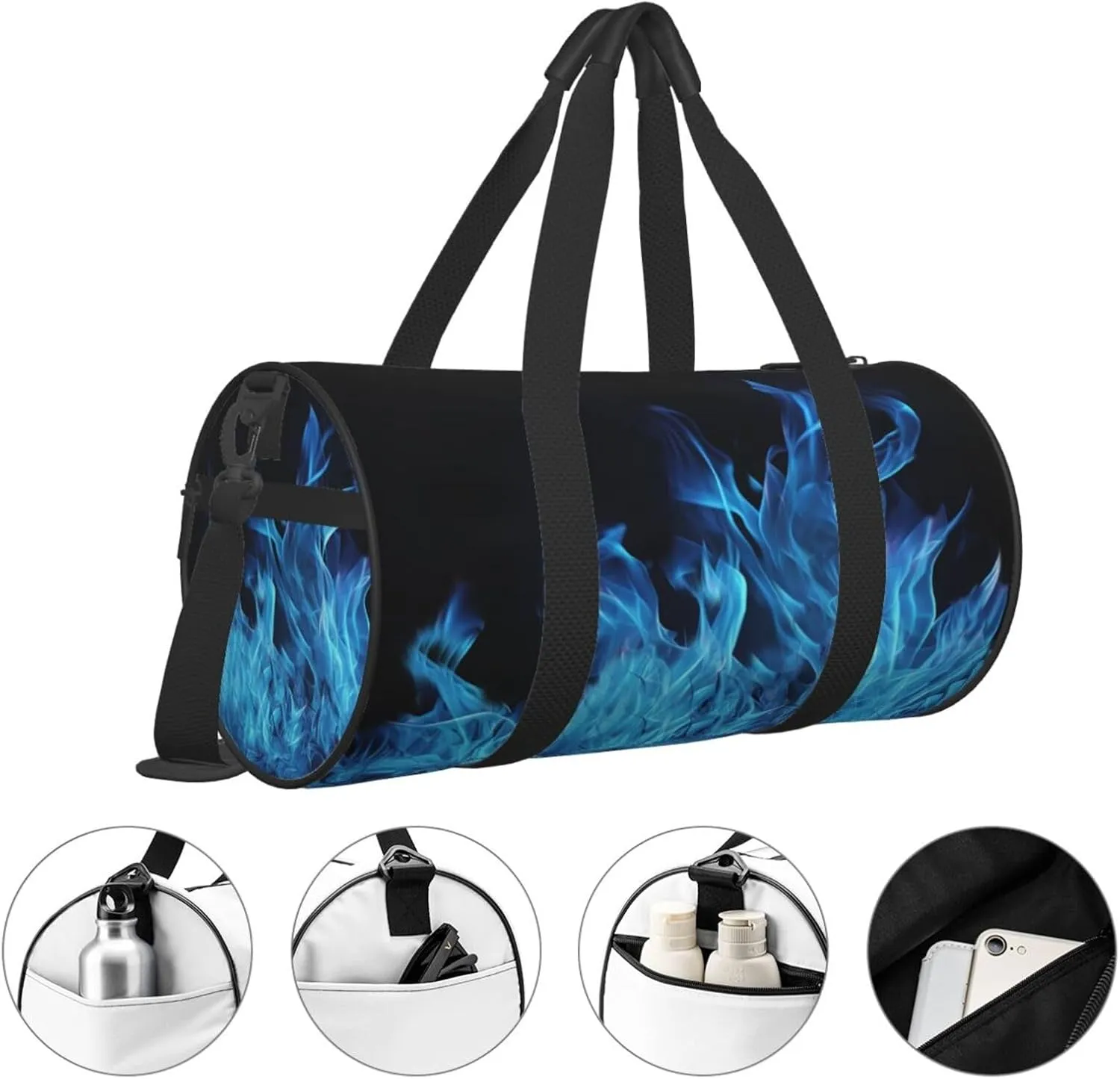 Travel Duffle Bag Weekender Bags For Men Women With Shoe Compartment Large Capacity Weekender Overnight Bag Blue Flame Carry On Tote Bags Sport Gym Bag For Travel Yoga