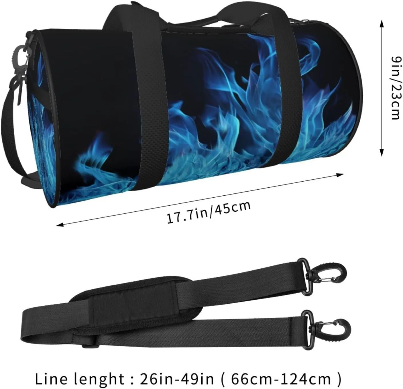 Travel Duffle Bag Weekender Bags For Men Women With Shoe Compartment Large Capacity Weekender Overnight Bag Blue Flame Carry On Tote Bags Sport Gym Bag For Travel Yoga
