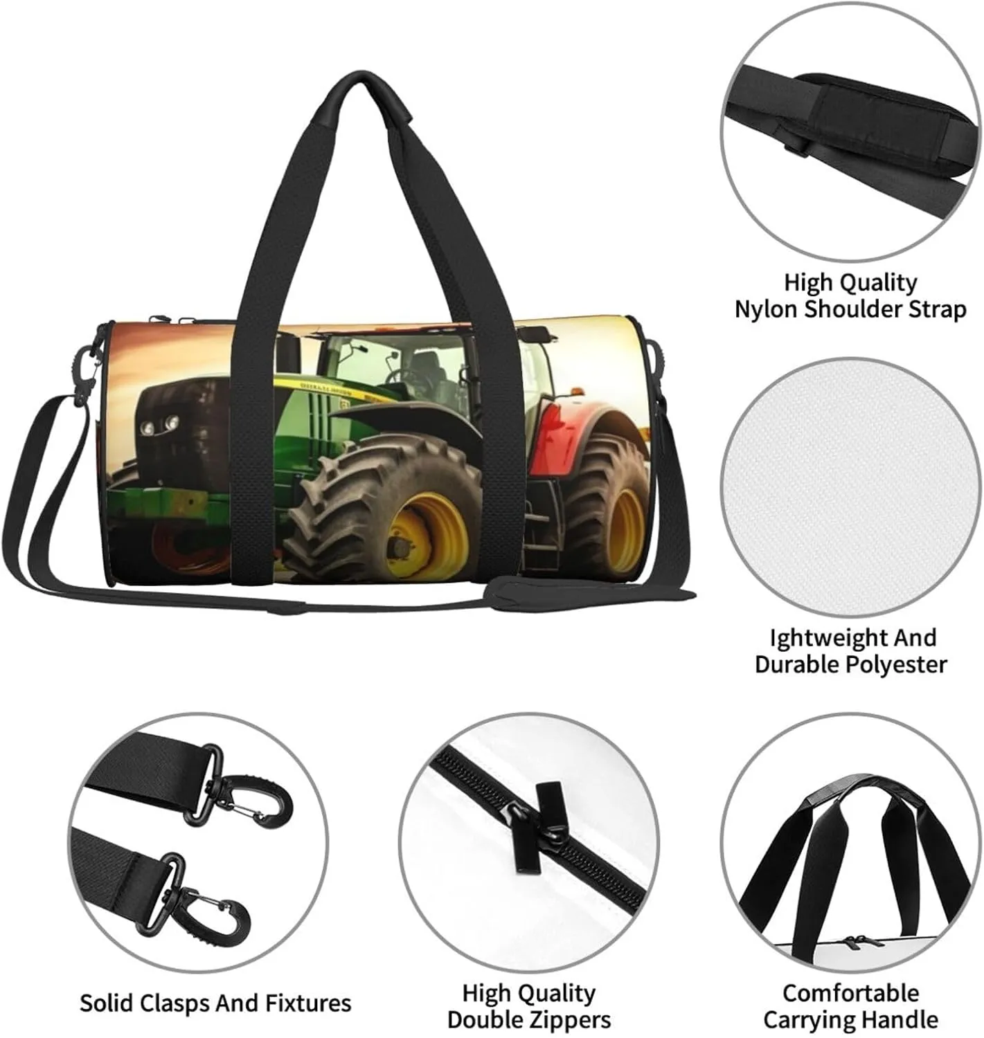 Travel Duffle Bag Weekender Bags For Men Women With Shoe Compartment Large Capacity Weekender Overnight Bag Tractor Theme Carry On Tote Bags Sport Gym Bag For Travel Yoga