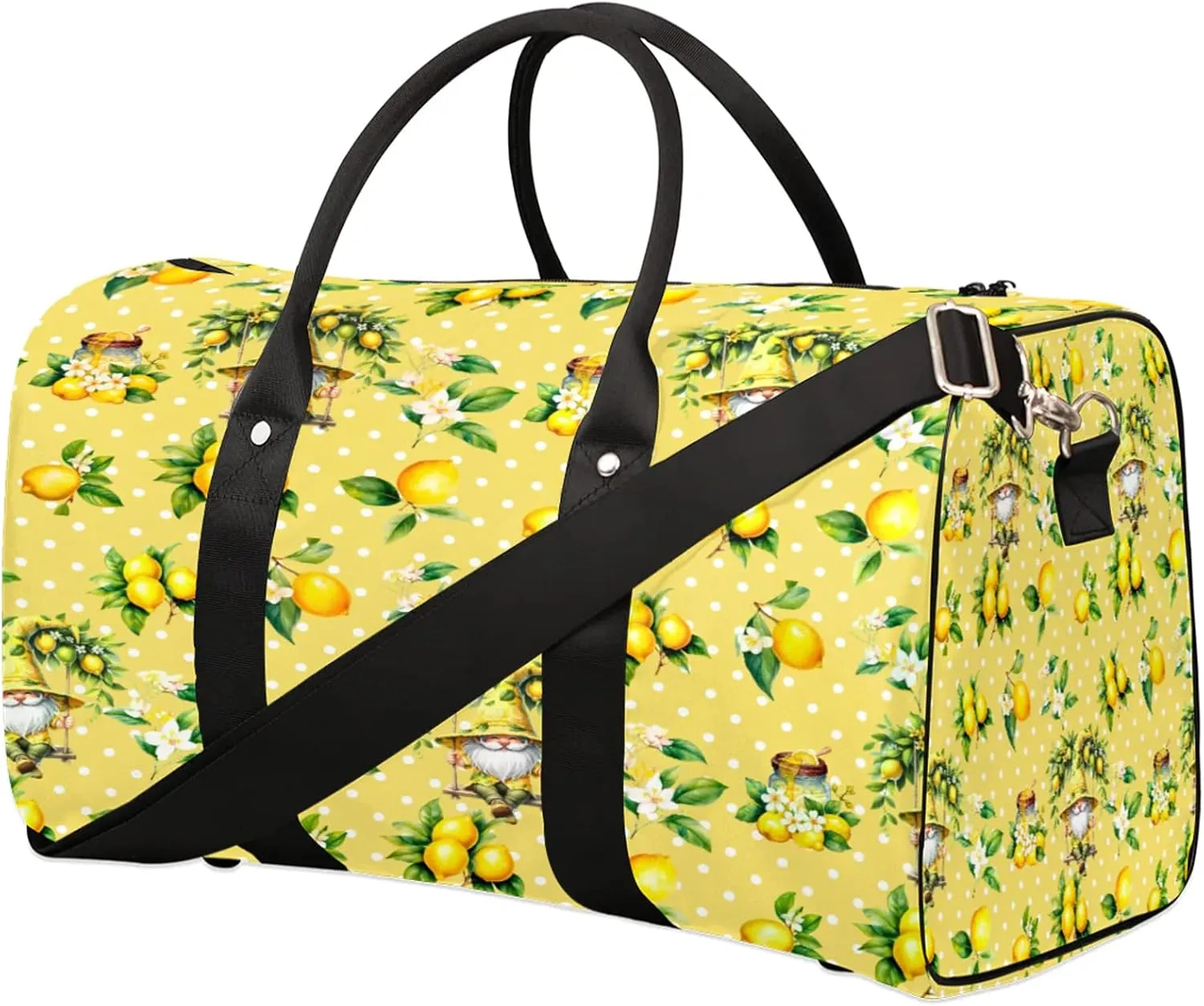 Travel Duffle Bag Yellow Dwarf Fruit Lemon Sports Gym Bags for Women Men Weekender Overnight Bags Waterproof Carry On Tote Bag Workout Bag for Dance Swimming Yoga Hospital