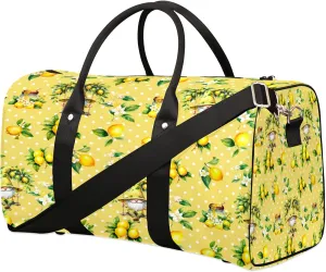 Travel Duffle Bag Yellow Dwarf Fruit Lemon Sports Gym Bags for Women Men Weekender Overnight Bags Waterproof Carry On Tote Bag Workout Bag for Dance Swimming Yoga Hospital