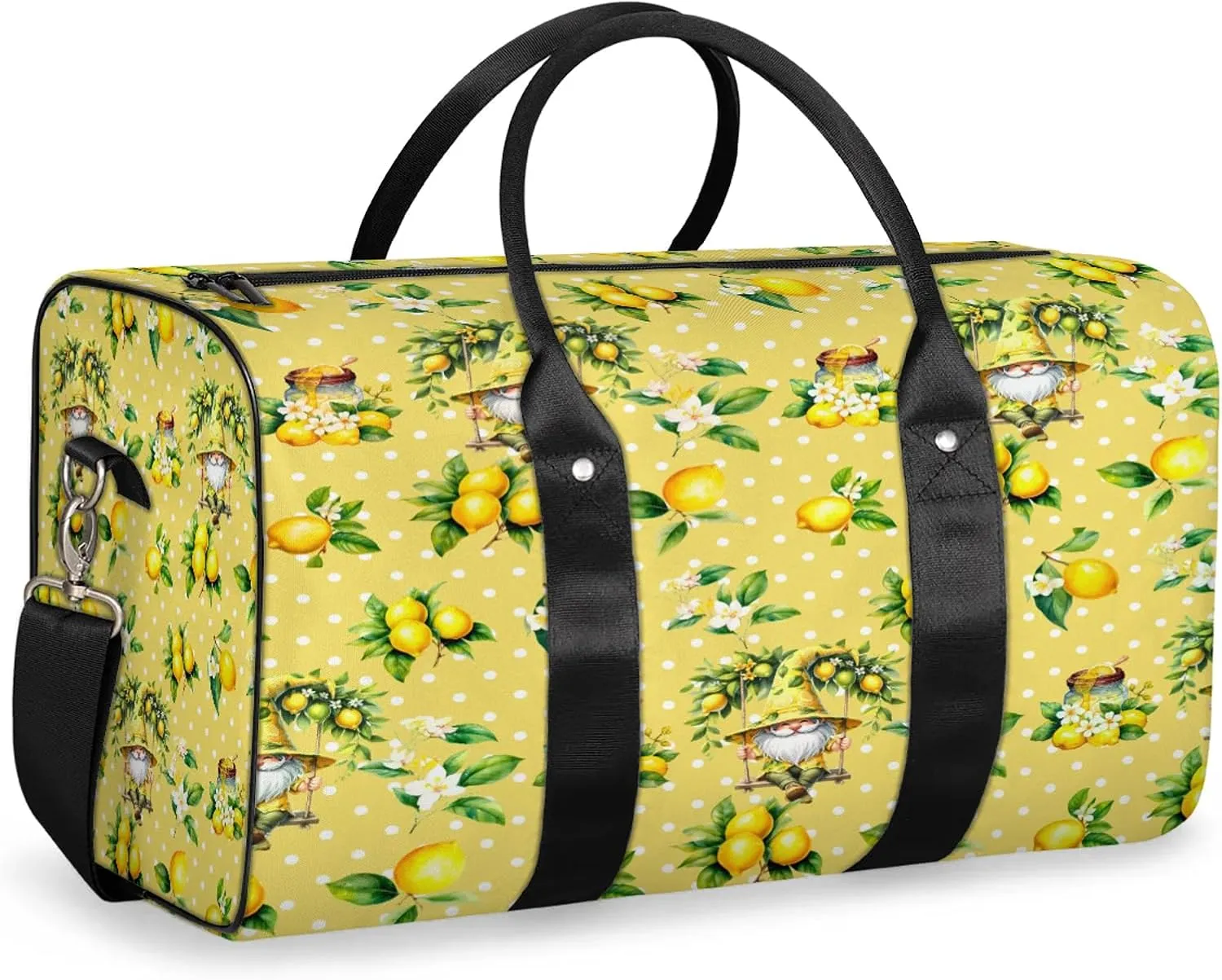Travel Duffle Bag Yellow Dwarf Fruit Lemon Sports Gym Bags for Women Men Weekender Overnight Bags Waterproof Carry On Tote Bag Workout Bag for Dance Swimming Yoga Hospital