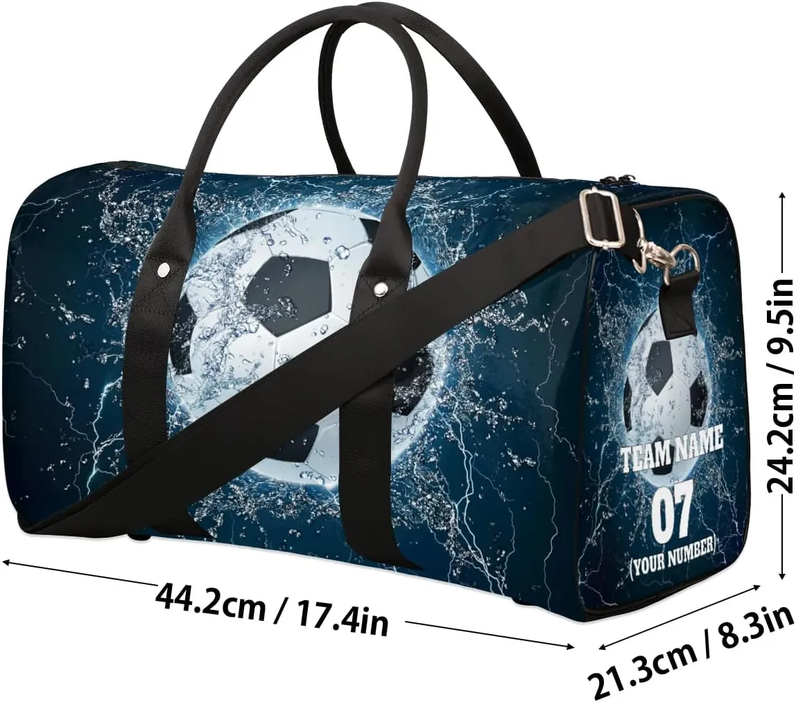 Travel Duffle Bags for Teenage Boys Men, Custom Water Soccer Sports Overnight Bags Foldable Gym Bag Personalized Weekender Sleepover Carry On Bag