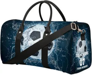 Travel Duffle Bags for Teenage Boys Men, Custom Water Soccer Sports Overnight Bags Foldable Gym Bag Personalized Weekender Sleepover Carry On Bag