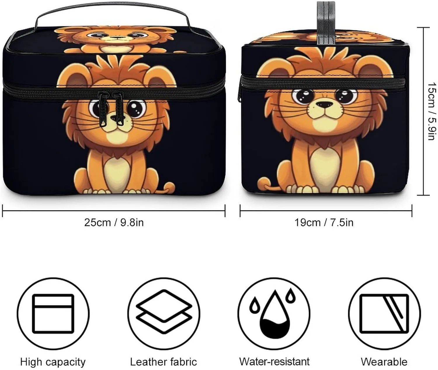 Travel Toiletry Bag for Women And Men,Cute Cartoon Lion Toiletry Organizer, Makeup Bag Travel Organizer for Shampoo,Toiletries