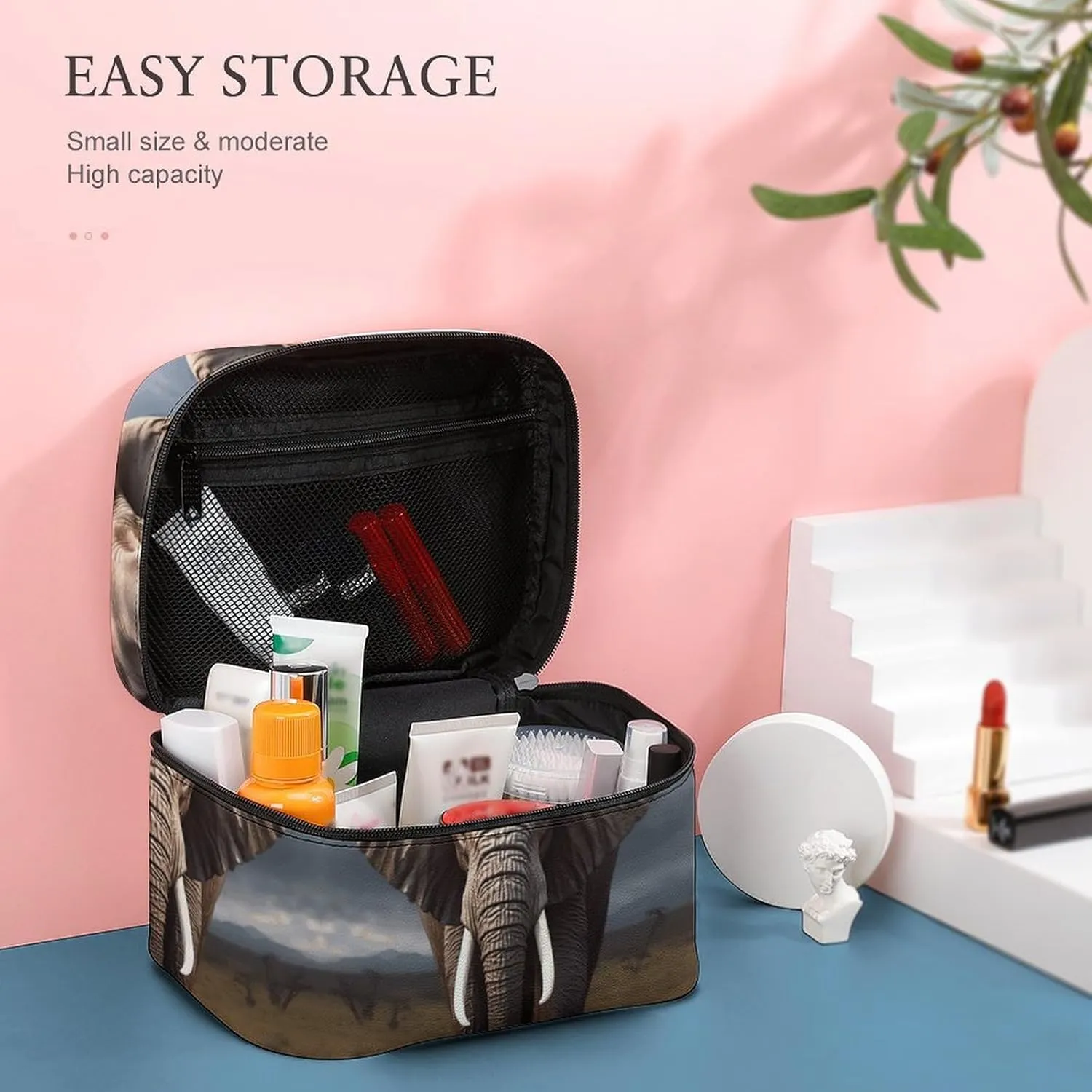 Travel Toiletry Bag for Women And Men,Elephant Toiletry Organizer, Makeup Bag Travel Organizer for Shampoo,Toiletries