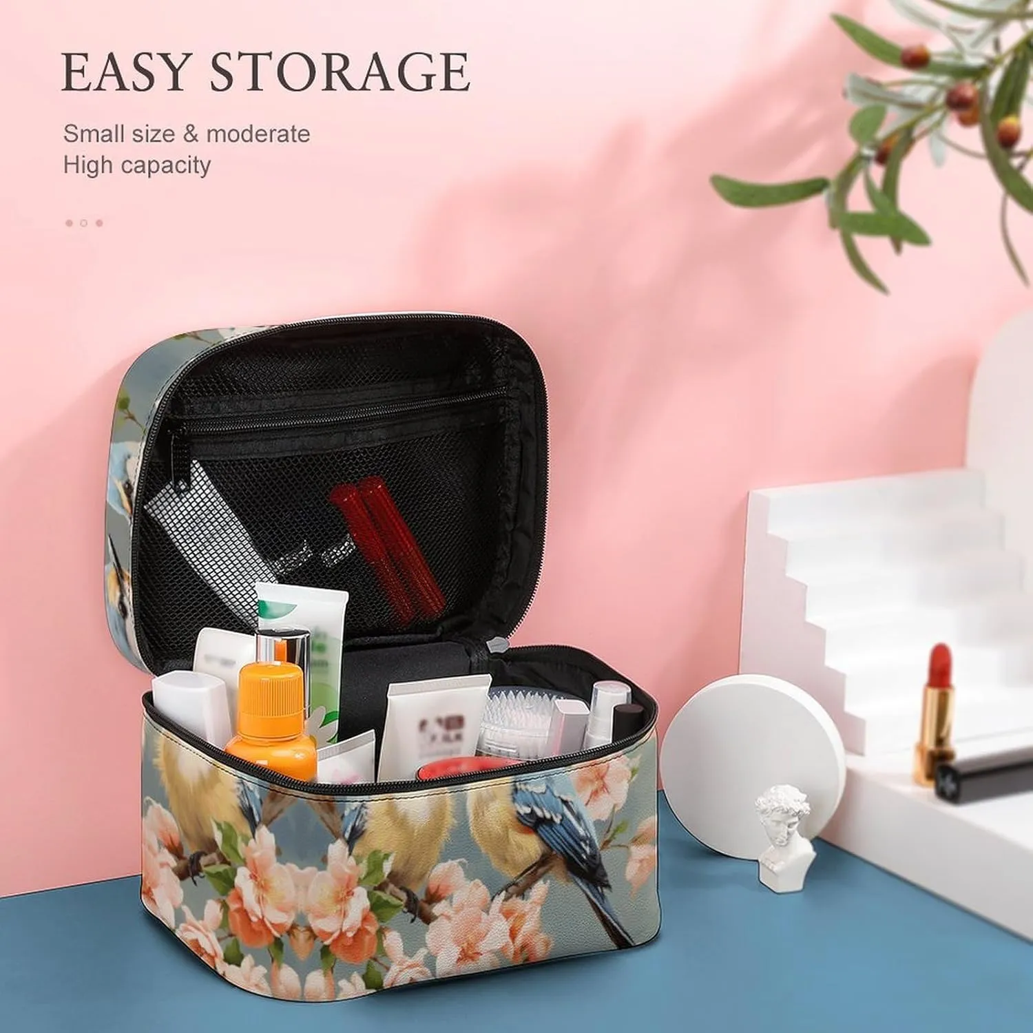 Travel Toiletry Bag for Women And Men,Flower And Bird Painting Toiletry Organizer, Makeup Bag Travel Organizer for Shampoo,Toiletries