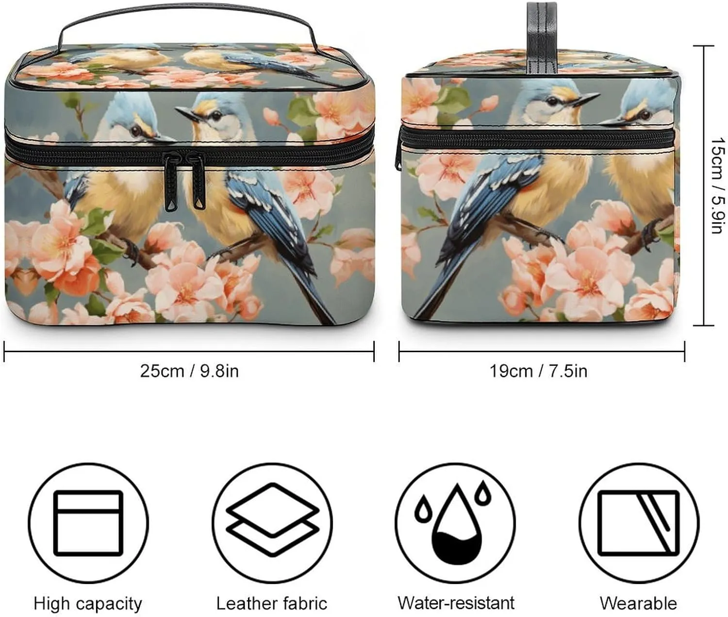 Travel Toiletry Bag for Women And Men,Flower And Bird Painting Toiletry Organizer, Makeup Bag Travel Organizer for Shampoo,Toiletries