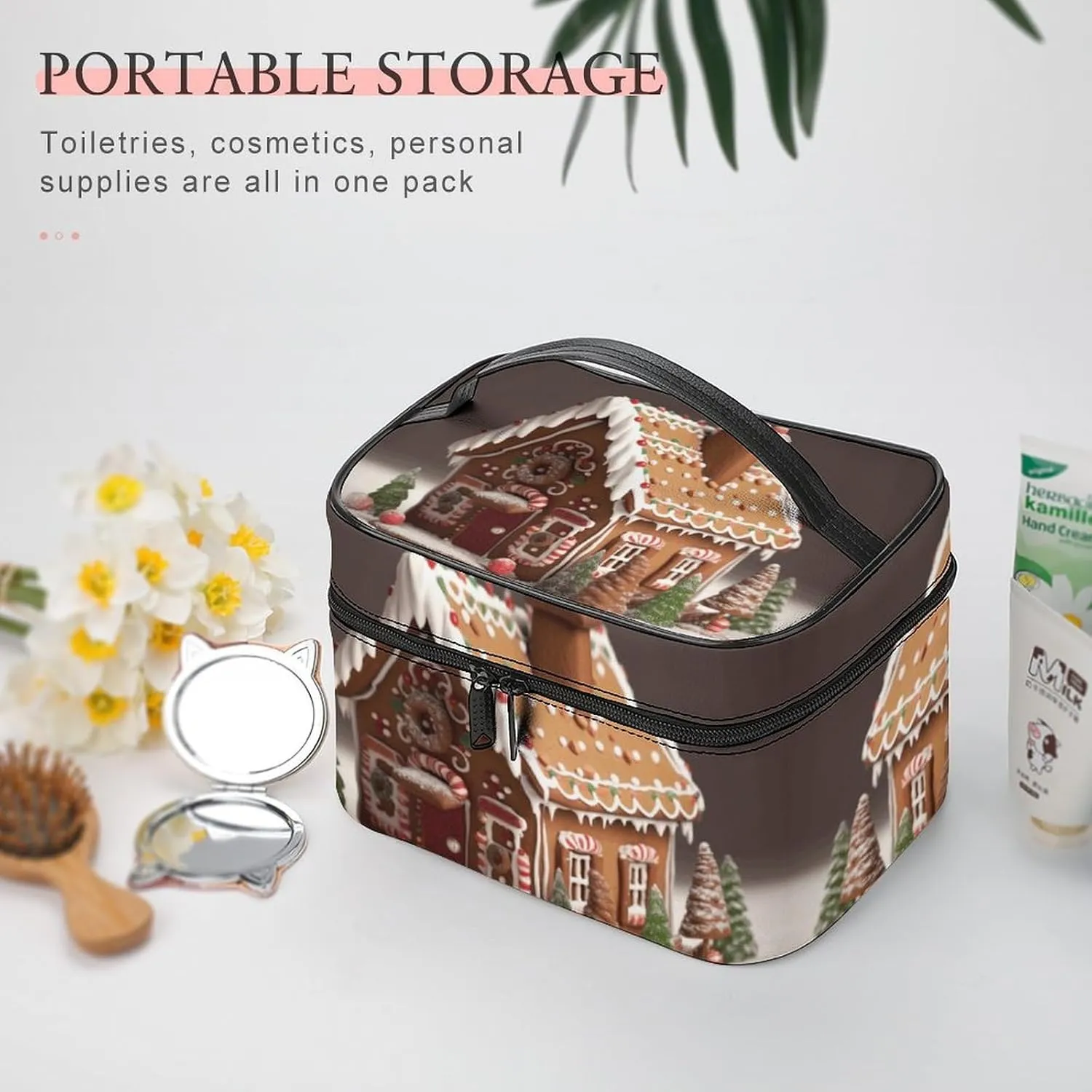 Travel Toiletry Bag for Women And Men,Gingerbread House Toiletry Organizer, Makeup Bag Travel Organizer for Shampoo,Toiletries