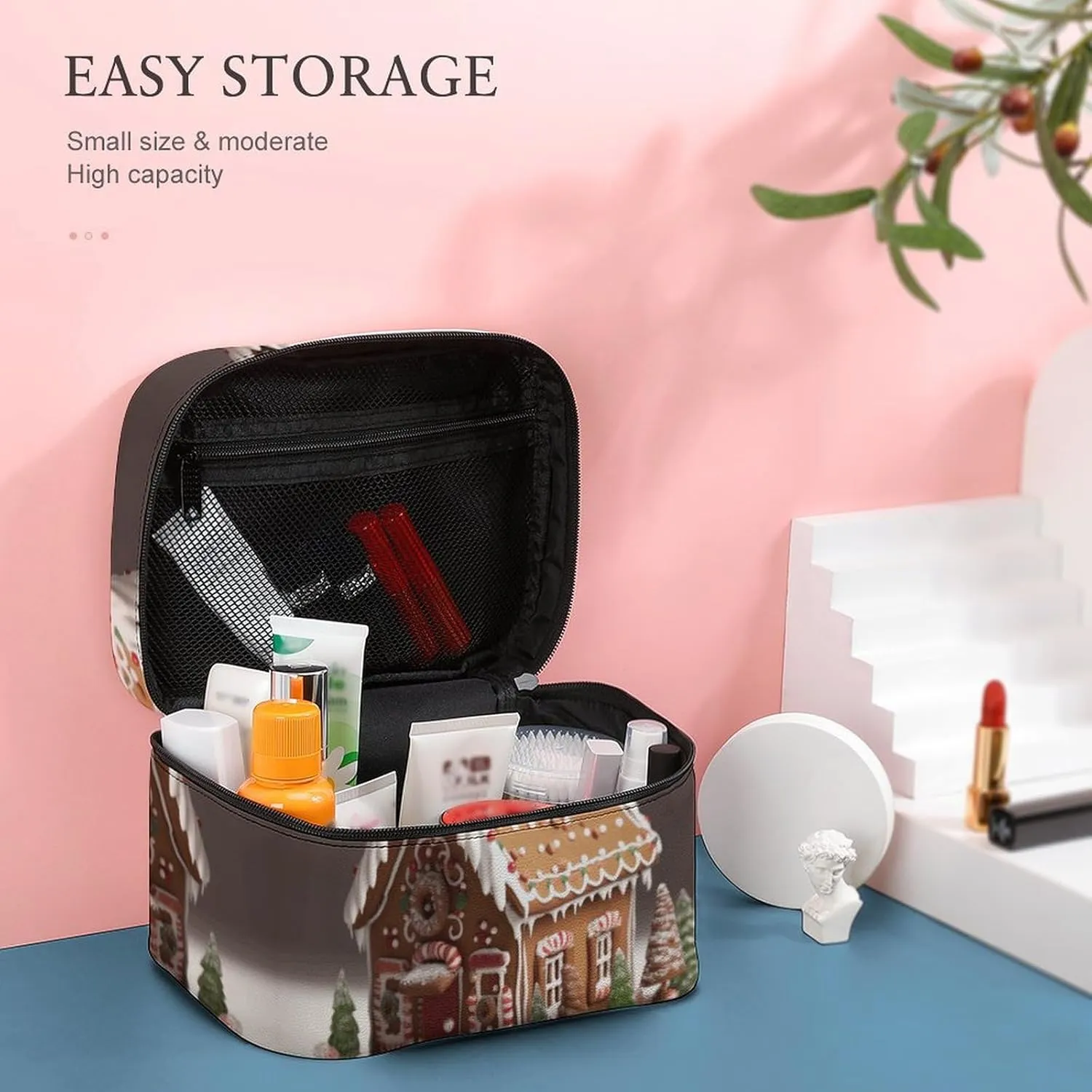 Travel Toiletry Bag for Women And Men,Gingerbread House Toiletry Organizer, Makeup Bag Travel Organizer for Shampoo,Toiletries