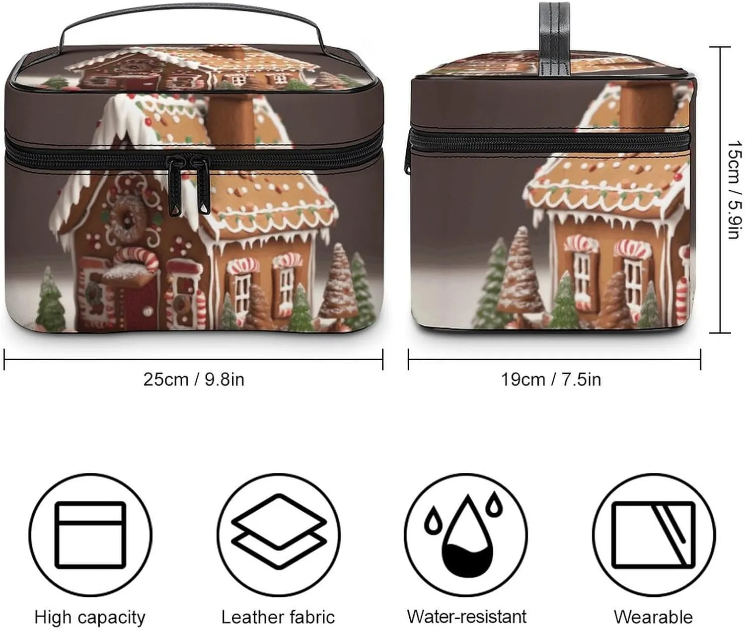 Travel Toiletry Bag for Women And Men,Gingerbread House Toiletry Organizer, Makeup Bag Travel Organizer for Shampoo,Toiletries