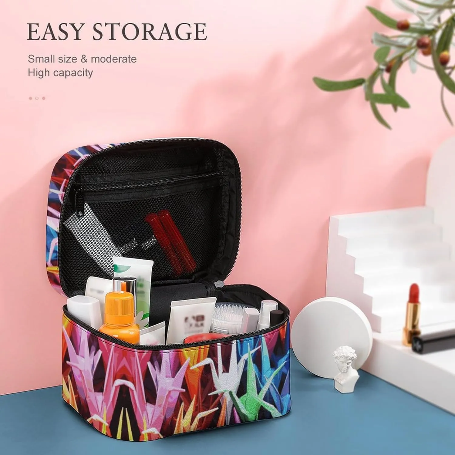 Travel Toiletry Bag for Women And Men,Origami Paper Cranes Toiletry Organizer, Makeup Bag Travel Organizer for Shampoo,Toiletries
