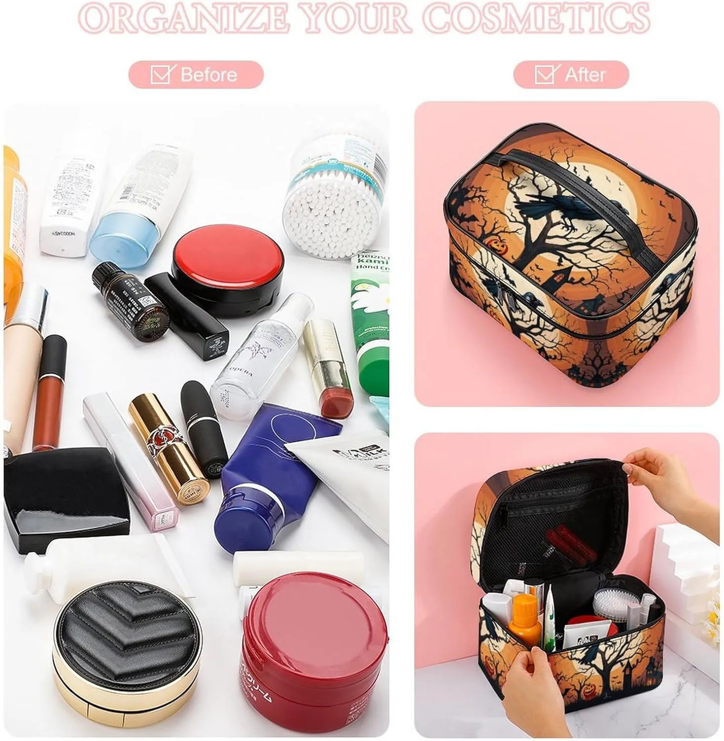 Travel Toiletry Bag for Women And Men,Raven Halloween Toiletry Organizer, Makeup Bag Travel Organizer for Shampoo,Toiletries