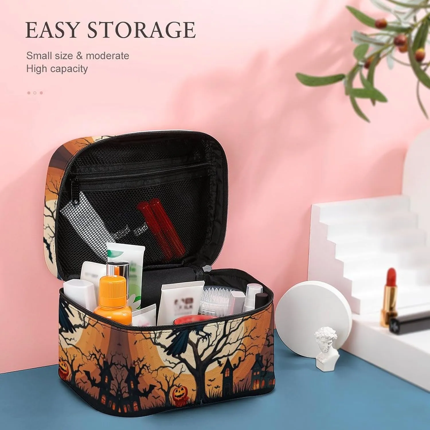 Travel Toiletry Bag for Women And Men,Raven Halloween Toiletry Organizer, Makeup Bag Travel Organizer for Shampoo,Toiletries