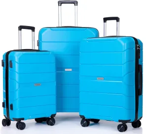 Travelhouse Luggage Sets 3 Piece PP Suitcase Set Hardside Spinner Wheel Luggage Clearance Lightweight TSA Lock for Travel, Business (Light Blue)