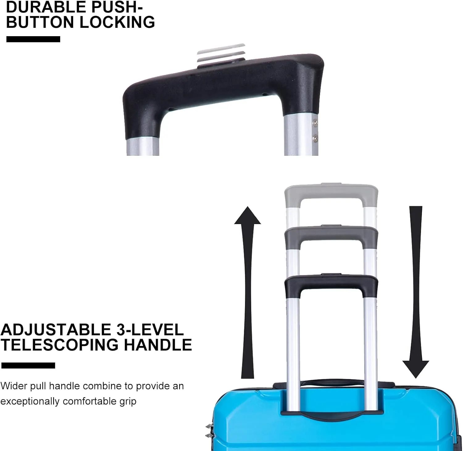 Travelhouse Luggage Sets 3 Piece PP Suitcase Set Hardside Spinner Wheel Luggage Clearance Lightweight TSA Lock for Travel, Business (Light Blue)