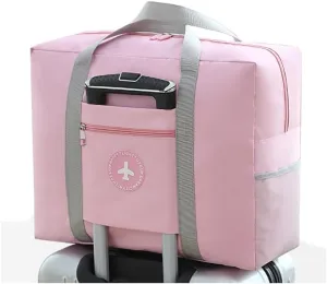 Travels Duffle Weekender Bags Large Overnight Weekend Tote Bag Personal Item Bags with Trolley Sleeve for Airplanes (Large-Pink)