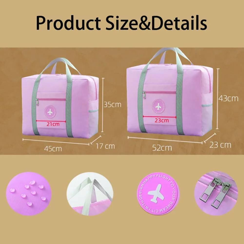 Travels Duffle Weekender Bags Large Overnight Weekend Tote Bag Personal Item Bags with Trolley Sleeve for Airplanes (Regular-Beige)