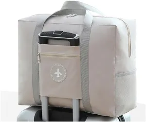 Travels Duffle Weekender Bags Large Overnight Weekend Tote Bag Personal Item Bags with Trolley Sleeve for Airplanes (Regular-Beige)