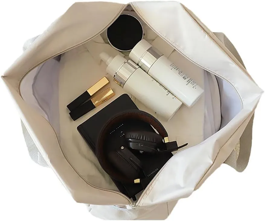 Travels Duffle Weekender Bags Large Overnight Weekend Tote Bag Personal Item Bags with Trolley Sleeve for Airplanes (Regular-Beige)