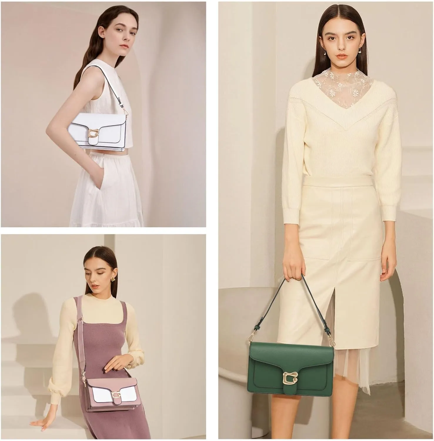 Travistar Crossbody Bags for Women Trendy - Small Cross Body Purse Shoulder Bag Leather Handbags Evening Clutch with 2 Straps