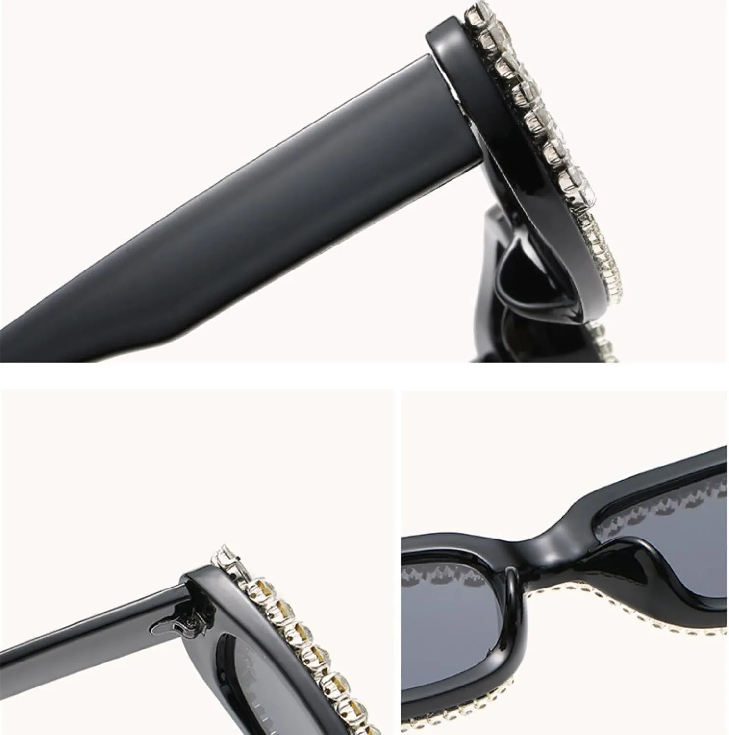 Trend Luxury Rectangle Imitation Crystal Sunglasses Women and Men Fashion Outdoors Street Photo Sunglasses Uv400
