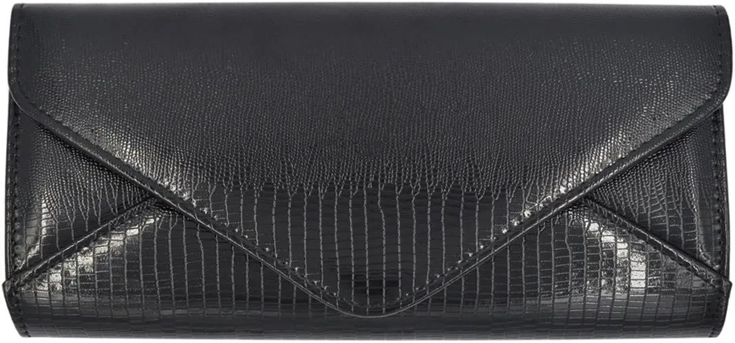 TrendsBlue Elegant Large PU Leather Textured Shine Envelope Flap Clutch Evening Bag Handbag