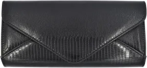 TrendsBlue Elegant Large PU Leather Textured Shine Envelope Flap Clutch Evening Bag Handbag