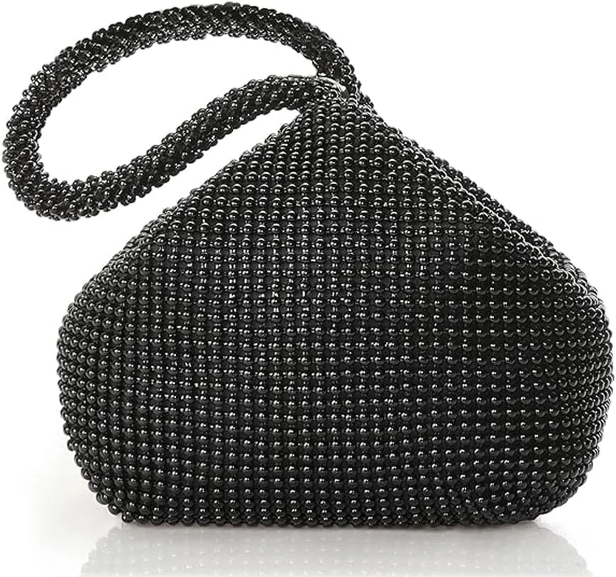 Triangle Bling Sequins Zipper Pouch Luxury Sequins Trihedral Designer Clutch Evening Handbag Mini Tote Coin Purse wallets (Aluminum Sequins, Black)
