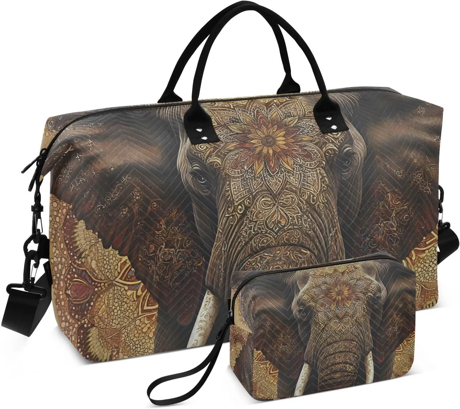 Tribal Elephant Vintage Duffel Bag for Travel Gym Sport, Weekender Travel Bags Carry on Overnight Bag