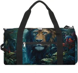 Tropical Rainforest Animal Lion Funny Gym Bag Travel Duffel Bags Carry On Weekender Overnight Bag for Women Men