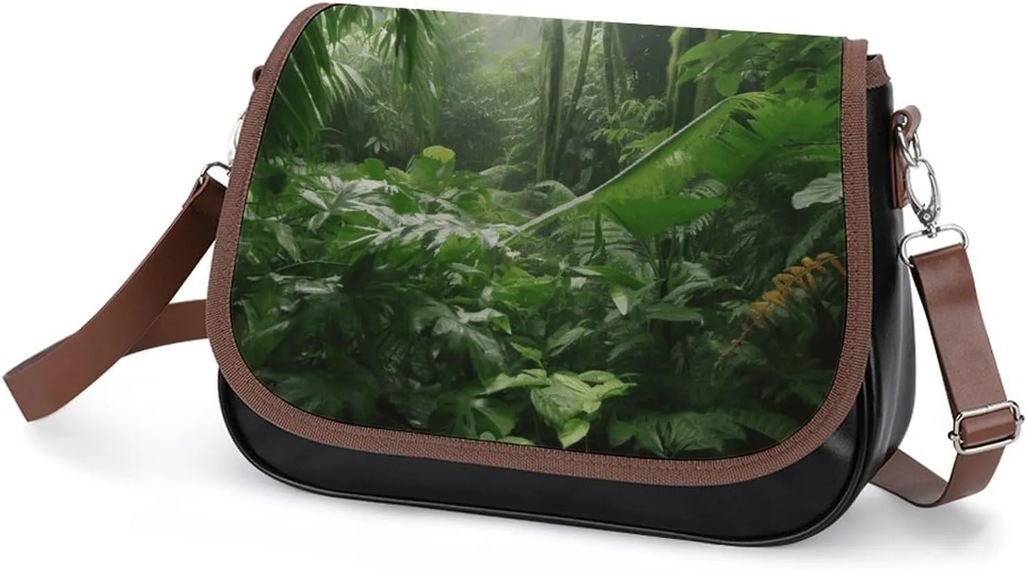 Tropical Tiger Print Crossbody Bags for Women,PU Leather Tote Bag for Women,Shoulder Bag Purse for Work Shopping Travel
