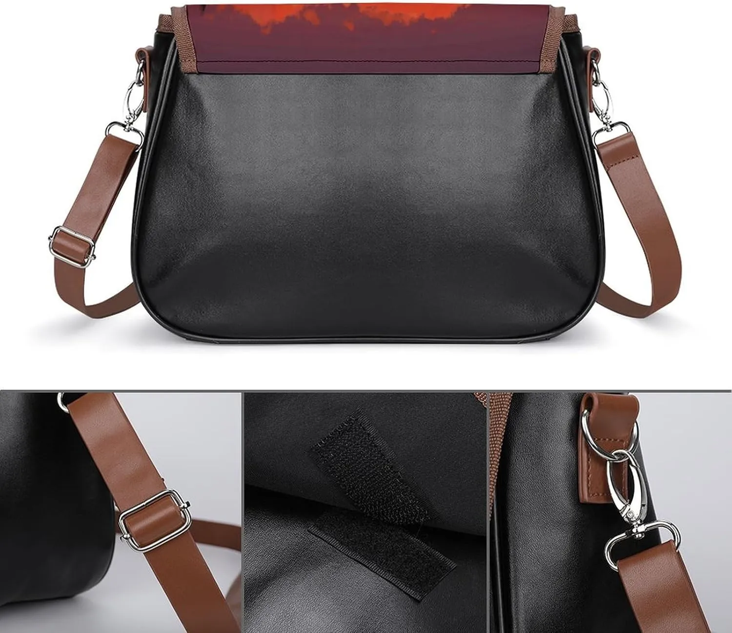 Tropical Tiger Print Crossbody Bags for Women,PU Leather Tote Bag for Women,Shoulder Bag Purse for Work Shopping Travel