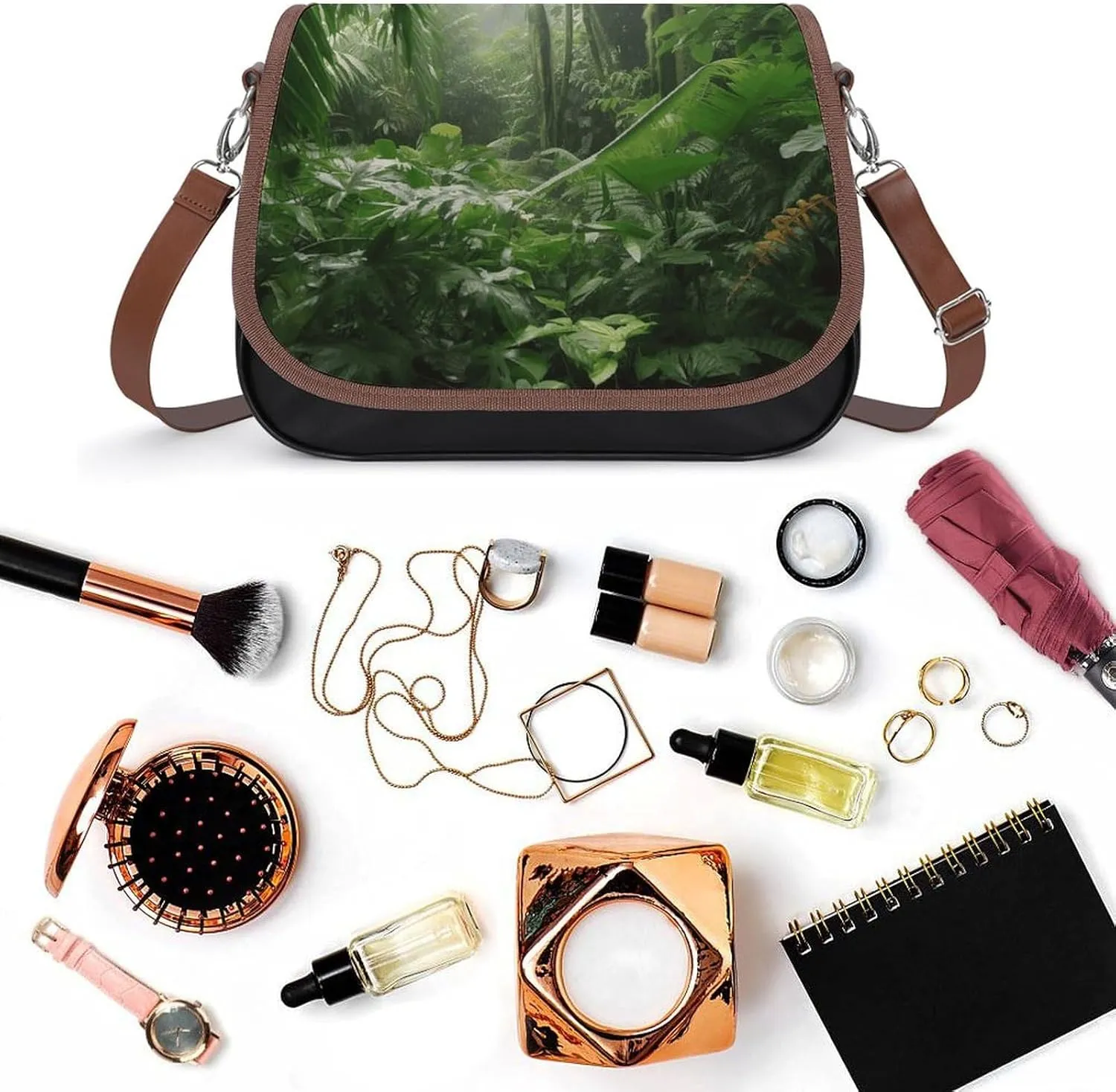 Tropical Tiger Print Crossbody Bags for Women,PU Leather Tote Bag for Women,Shoulder Bag Purse for Work Shopping Travel