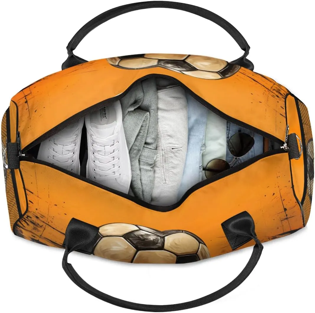 TropicalLife Personalized Ball Football Soccer Duffel Bag Custom Name Gym Bags Carry On Travel Bag Weekender Overnight Bag for Women Men,