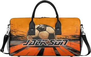TropicalLife Personalized Ball Football Soccer Duffel Bag Custom Name Gym Bags Carry On Travel Bag Weekender Overnight Bag for Women Men,