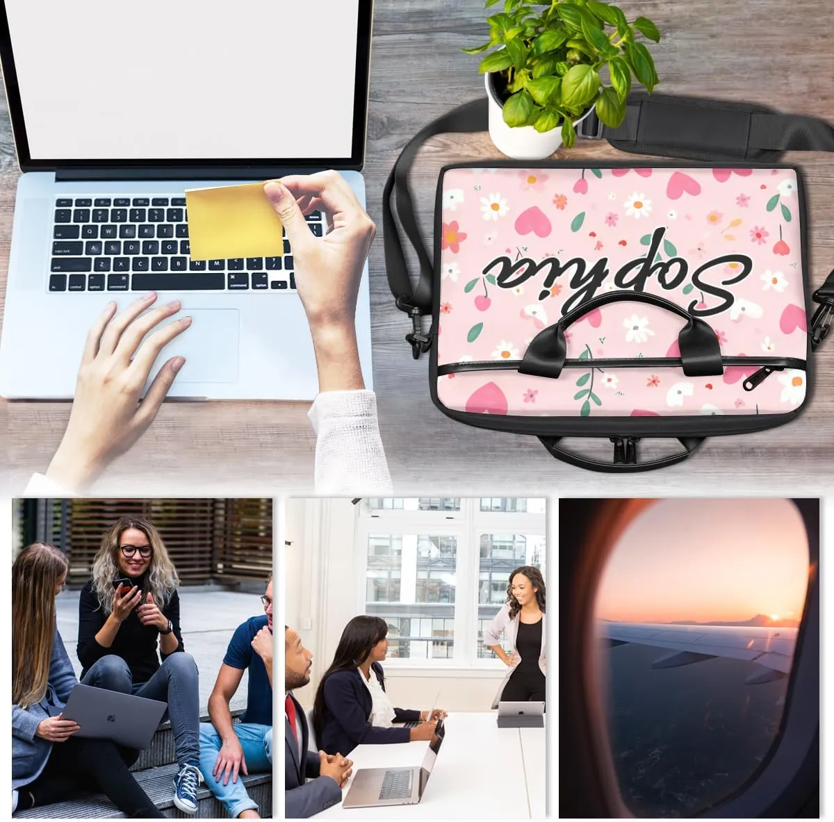 TropicalLife Personalized Laptop Bag 15 Inch Custom Sleeve Case with Handle Shoulder Strap Computer Messenger Bag