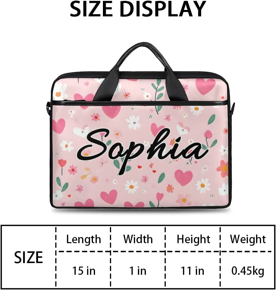 TropicalLife Personalized Laptop Bag 15 Inch Custom Sleeve Case with Handle Shoulder Strap Computer Messenger Bag