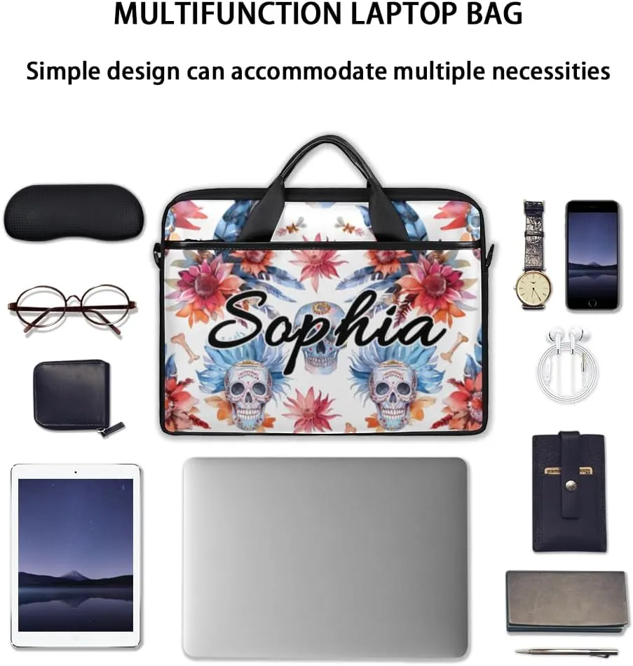TropicalLife Personalized Laptop Bag 15 Inch Custom Sleeve Case with Handle Shoulder Strap Computer Messenger Bag