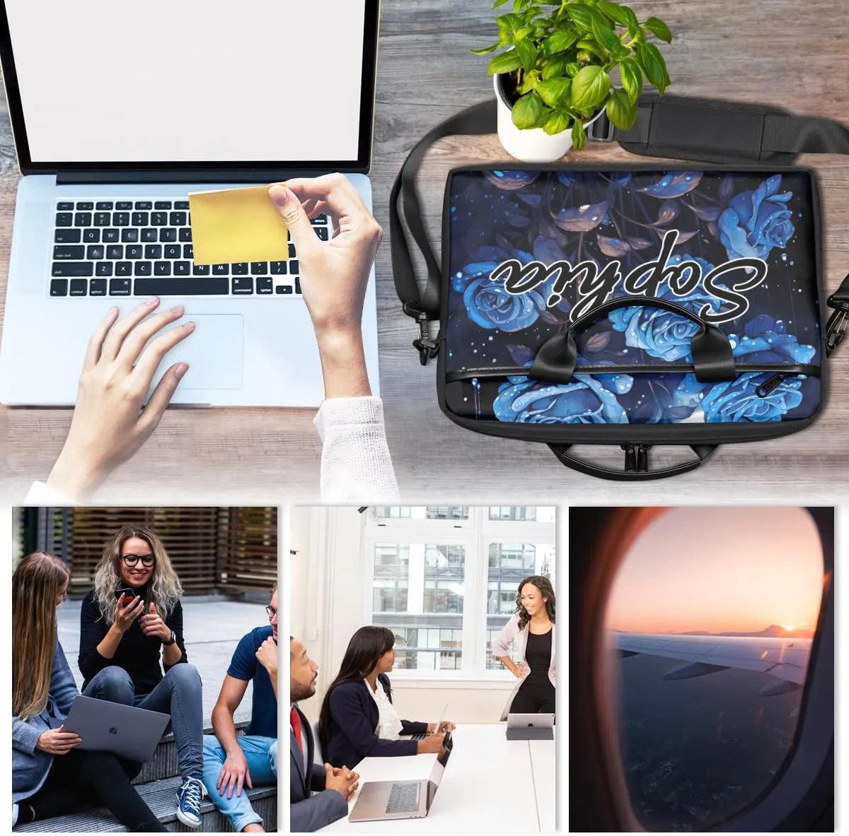 TropicalLife Personalized Laptop Bag 15 Inch Custom Sleeve Case with Handle Shoulder Strap Computer Messenger Bag