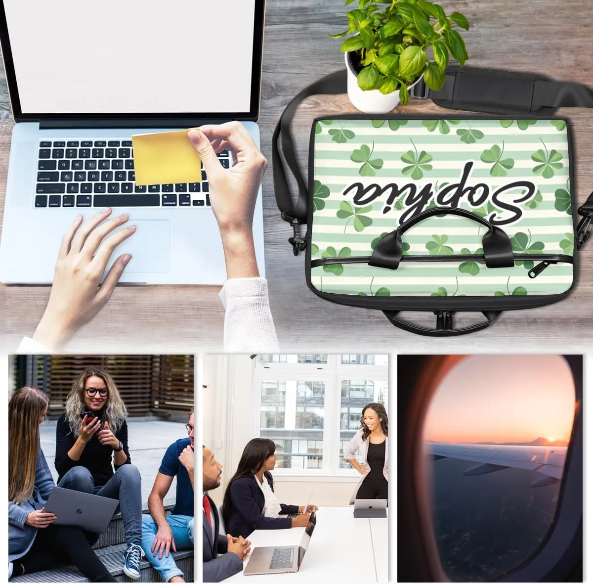 TropicalLife Personalized Laptop Bag 15 Inch Custom Sleeve Case with Handle Shoulder Strap Computer Messenger Bag