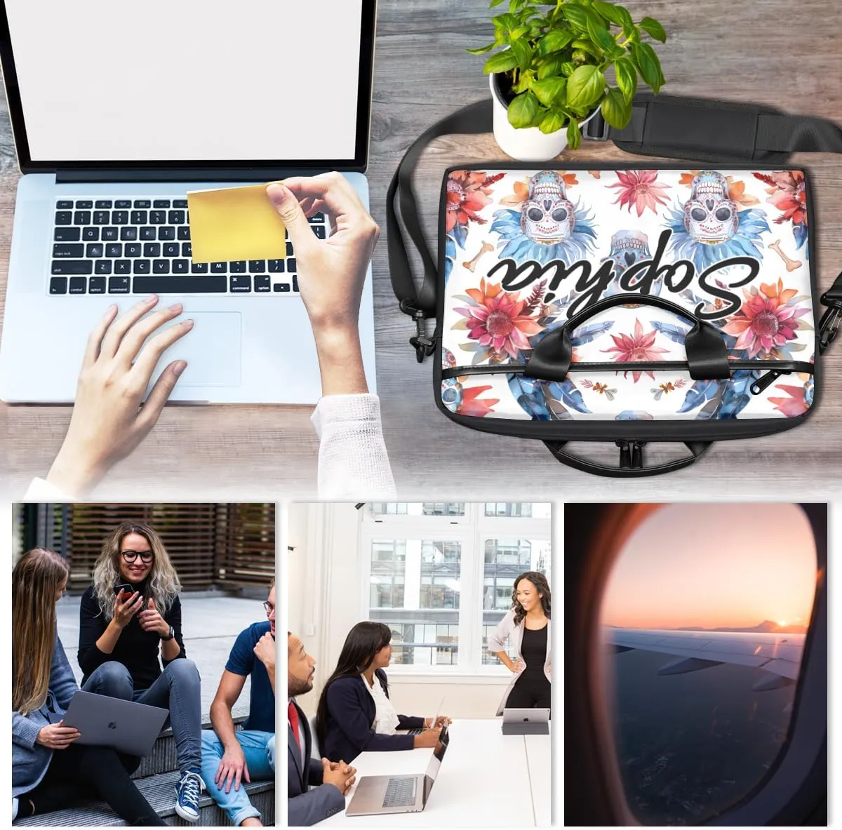 TropicalLife Personalized Laptop Bag 15 Inch Custom Sleeve Case with Handle Shoulder Strap Computer Messenger Bag