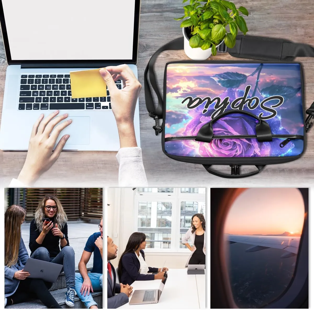 TropicalLife Personalized Laptop Bag 15 Inch Custom Sleeve Case with Handle Shoulder Strap Computer Messenger Bag