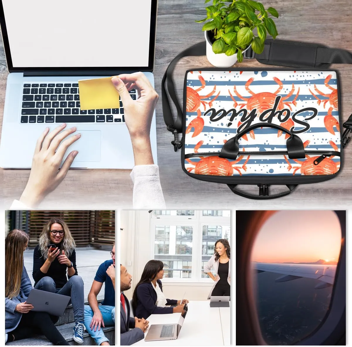 TropicalLife Personalized Laptop Bag 15 Inch Custom Sleeve Case with Handle Shoulder Strap Computer Messenger Bag