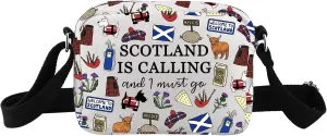 TSOTMO Scotland Crossbody Bag Gift Edinburgh Gift Scotland Is Calling And I Must Go Zipper Bag Gift For Scottish