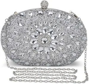 UBORSE Clutch Bag Women Shoulder Bag Small Crystal Bag Elegant Rhinestone Clutch Evening Purse for Wedding Cocktail Party
